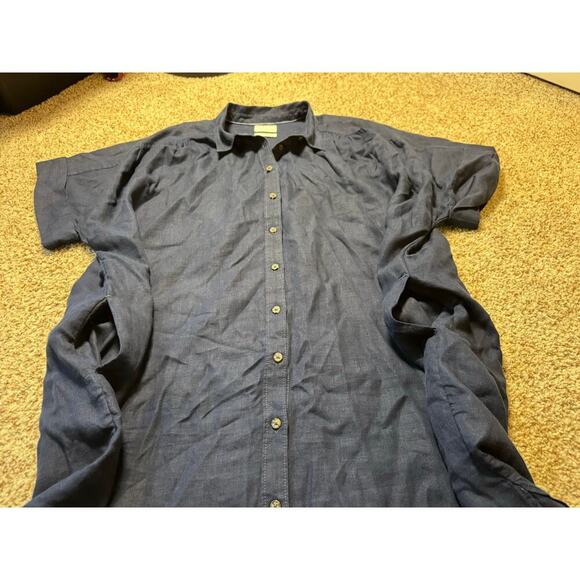 J. CREW Short sleeve Tunic Dress; Navy Blue 100% Linen Women's Dress, 3X; NWOT - Picture 9 of 13